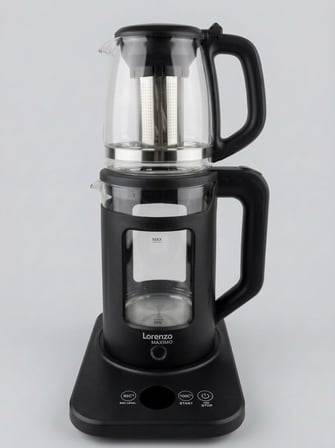 LORENZO - MAXIMO DOKUNMATİK DİJİTAL CAM ÇAY MAKİNESİ 1500 W SİYAH