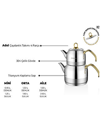 Lorenzo Adel mini çaydanlık takımı-gold
