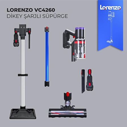 LORENZO VC4260 25W ŞARJLI DİKEY SÜPÜRGE MAVİ