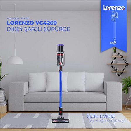 LORENZO VC4260 25W ŞARJLI DİKEY SÜPÜRGE MAVİ