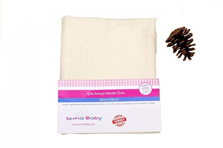 Sema Baby Çok Amaçlı Müslin Örtü 100x80 cm - Ekru 8682476853148