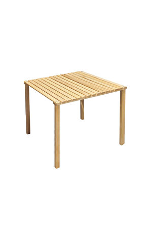 Exent 2 Adet Tabure ve 60 x 60 cm Katlanır Ahşap Kamp Masası seti-Piknik bahçe balkon seti