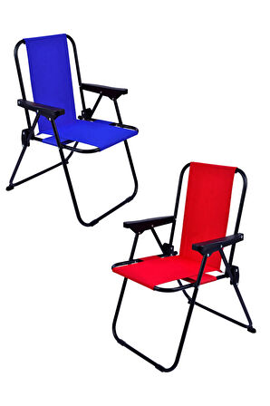 EXENT 2 Adet 2-6 Yaş LÜX Çocuk Piknik Sandalyesi-Mini Kamp Sandalyesi-Kırmızı-Mavi