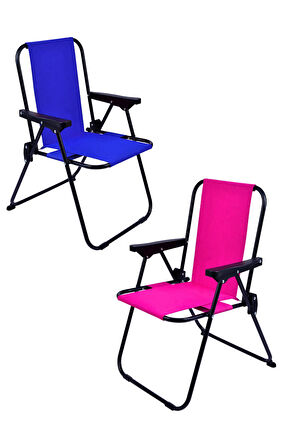 EXENT 2 Adet 2-6 Yaş LÜX Çocuk Piknik Sandalyesi-Mini Kamp Sandalyesi-Mavi-Pembe