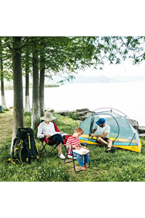 EXENT Baby Dinazor 2-6 Yaş LÜX Çocuk Piknik Sandalyesi-Mini Kamp Sandalyesi-KIRMIZI