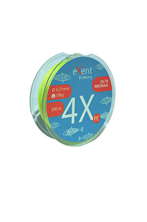 Exent 4 Örgü 0,21 mm 200 metre SARI Balıkçı Misinası