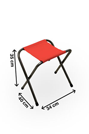 Exent 45X60 cm Kamp Sehpası + 3 Adet KIRMIZI Tabure Piknik, bahçe balkon sehpası Katlanır Sehpa-B-3K