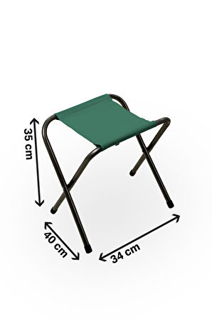Exent 45X60 cm Kamp Sehpası + 3 Adet YEŞİL Tabure Piknik, bahçe balkon sehpası Katlanır Sehpa-B-3Y