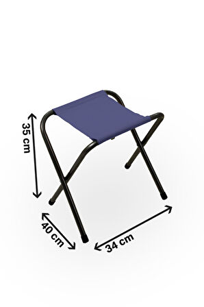 Exent 45X60 cm Kamp Sehpası + 3 Adet LACİVERT Tabure Piknik, bahçe sehpası Katlanır Sehpa-ME-3L