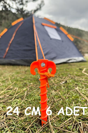 İntercamp 6' li 24 cm Çadır Kazığı, Çakma Kazığı, Çadır Sabitleme Kazığı, Kancalı Kazık, Plastik