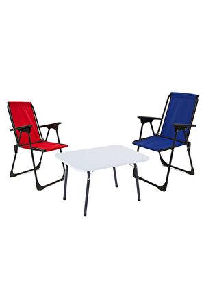 Exent 45x60 Katlanır Masa + 2 Adet Kamp Sandalyesi, Katlanır Sandalye, Çift dikişli 120 kg kapasiteli-KIR-LAC-BEY