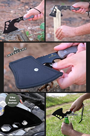 Kamp Seti, Kamp Baltası, Kamp Bıçağı, Çok Amaçlı El Aleti, Çok Amaçlı Çekiç, Multi Tool - 4 parça