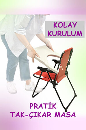 EXENT 2–6 Yaş, Katlanabilir Çocuk Sandalyesi ve Masası Tak-Çıkar Masa-PEMBE