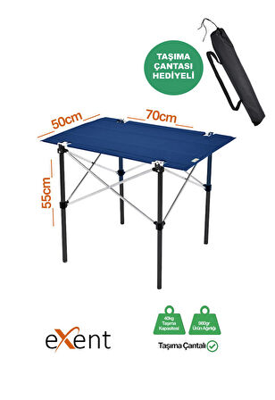 2 Adet 120 Kg kapasiteli Katlanır Kamp Sandalyesi ve 50x70 Kamp Masası Seti-2-AS-5070-L