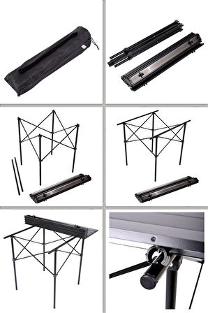Exent Katlanır Kamp Masası, Suya Yağmura Dayanıklı Piknik Masası, Taşıma Çantalı - 70 cm