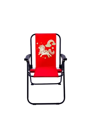 EXENT 2-6 Yaş Rainbow LÜX Çocuk Piknik Sandalyesi-Mini Kamp Sandalyesi-KIRMIZI