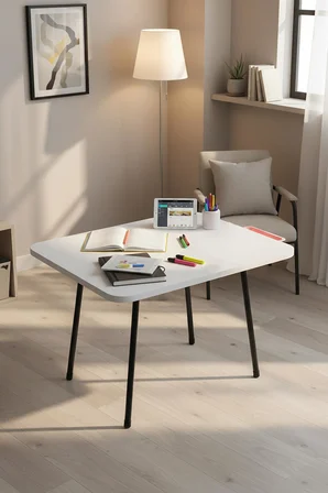 Exent 60x80 cm Kamp Masası, Piknik, Bahçe Balkon Plaj Masası Katlanır Masa-BEYAZ