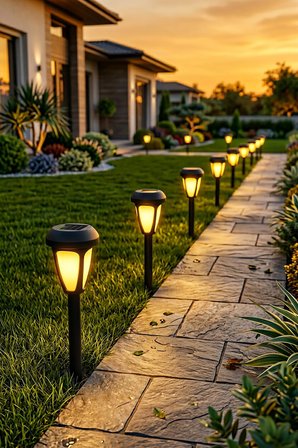 🌞 4'lü Solar Bahçe Lambası Sarı LED Güneş Enerjili Yol ve Peyzaj Aydınlatması 30 cm