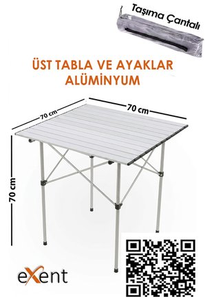 🏕️ Exent Katlanır Alüminyum Kamp Masası – Hafif, Dayanıklı ve Taşınabilir-70x70 cm