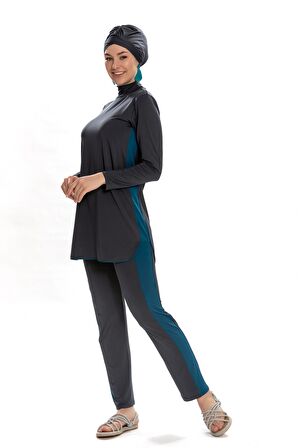 Tam Kapalı Likralı Mayo Antrasit Spor Tasarım