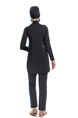 Tam Kapalı Likralı Mayo Antrasit Spor Tasarım