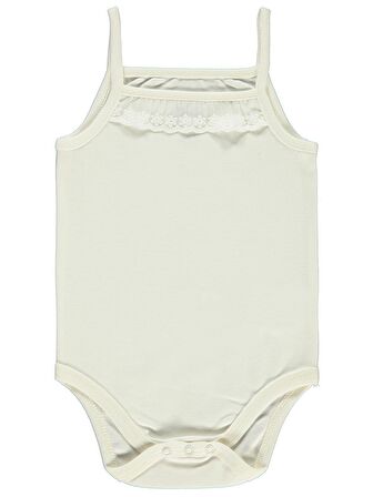 Civil Baby Kız Bebek Çıtçıtlı Badi 3-9 Ay Ekru