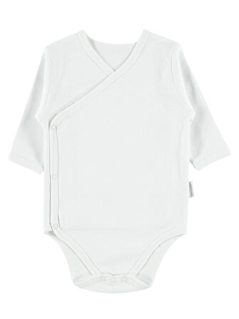 Civil Baby Bebek Kruvaze Yaka Çıtçıtlı Badi 1-6 Ay Beyaz