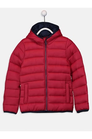 LCW Kids Kırmızı Kapüşonlu Uzun Kollu Erkek Çocuk Şişme Mont