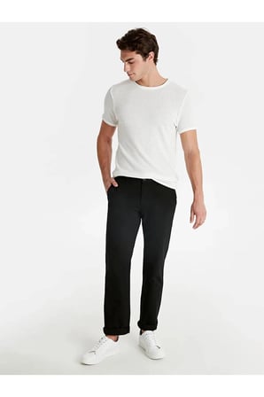 LCWAIKIKI Classic Siyah Geniş Kalıp Gabardin Chino Pantolon