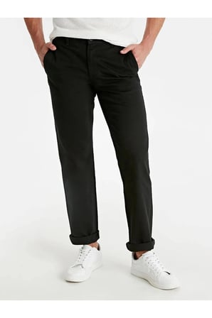 LCWAIKIKI Classic Siyah Geniş Kalıp Gabardin Chino Pantolon