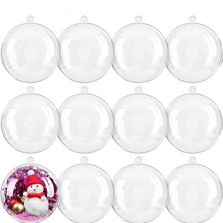 12 Adet 8cm Plastik Küre Fanus Kutu