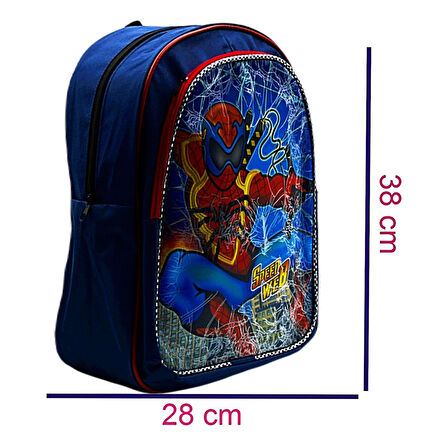 Gen-Of 2 Bölmeli Spider Man Okul Sırt Çantası Ve Beslenme Çantası Lacivert KOD:1309