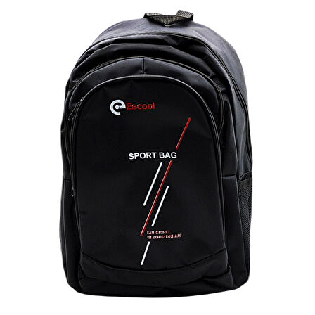 Gen-Of 3 Bölmeli Sport Bag Okul Sırt Çantası Çizgi Baskılı Siyah KOD:702