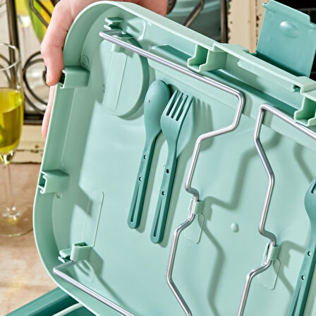 bigmate Portatif Katlanır Piknik Seti 25Lt Silikon Sepetli Masalı Piknik Sepeti