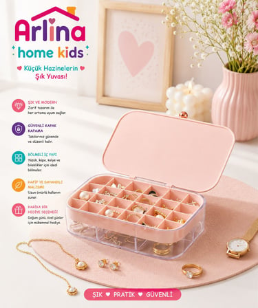 Arlina Home Kids 30 Bölmeli Pembe Takı Kutusu Düzenleyici 18x12 cm