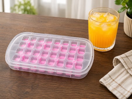 Arlina Home Kids 32 Gözlü Bas Çıkar Hazneli Buz Kalıbı Pembe