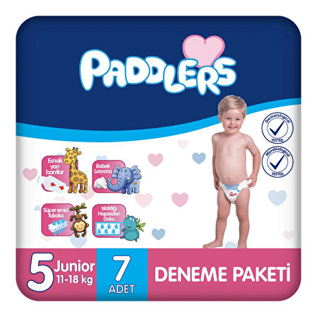 Paddlers Bebek Bezi 5 Numara Junior 7 Adet (11-18 Kg) Deneme Paketi