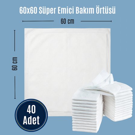 Bebek Bakım Örtüsü 60x60 cm 40 Adet (4x10) – Alt Açma Bezi, Yatak Koruyucu, Sıvı Geçirmez 