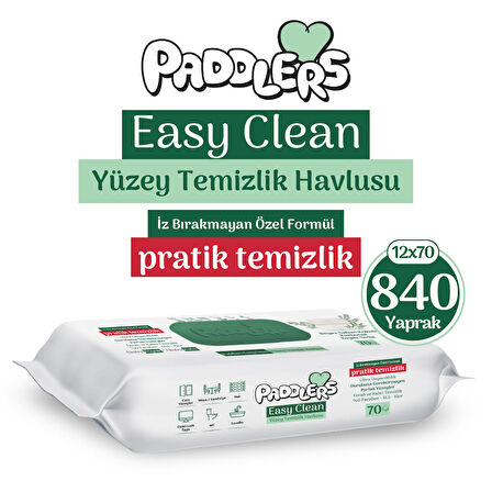 Easy Clean Beyaz Sabun Katkılı Yüzey temizlik Havlusu 12x70 (840 Yaprak)