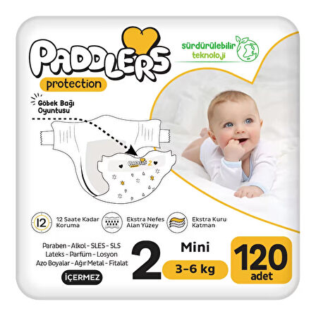 Paddlers Protection Bebek Bezi 2 Numara Mini 120 Adet (3-6 Kg) 2'li Jumbo Set