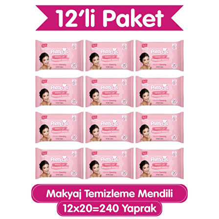 Paddlers 3'ü 1 Arada Makyaj Temizleme Mendili 12x20 (240 Yaprak)
