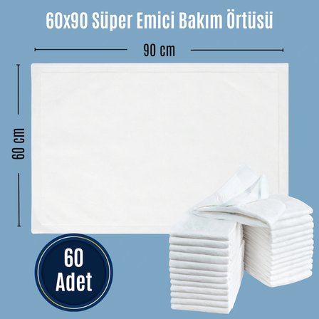Hasta Bakım Yatak Koruyucu Örtü 60x90 cm 60 Adet – Sıvı Geçirmez, Yüksek Emicilik
