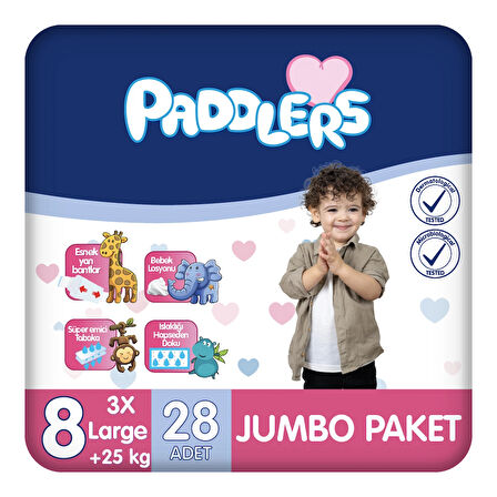 Paddlers Bebek Bezi 8 Numara XXX-Large 28 Adet (25+Kg) Jumbo Paket