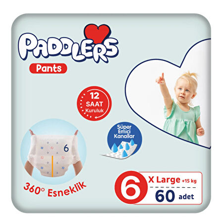 Paddlers Külot Bebek Bezi 6 Numara X-Large 60 Adet (15+Kg) Ekstra Fırsat Paketi