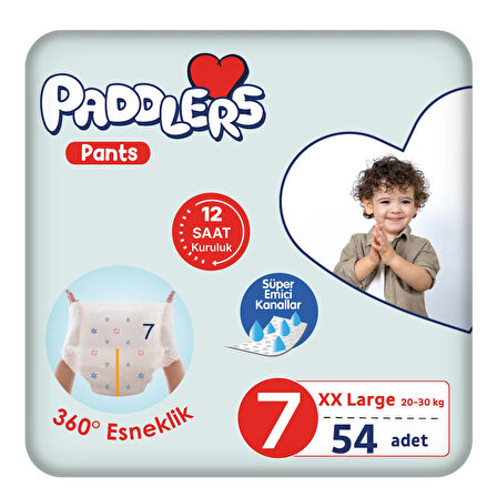 Paddlers Külot Bebek Bezi 7 Numara XX-Large 54 Adet (20-30 Kg) Ekstra Fırsat Paketi