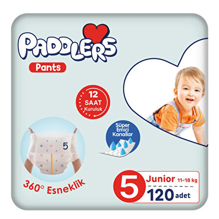 Paddlers Külot Bebek Bezi 5 Numara Junior 120 Adet (11-18 Kg) Ekstra Aylık Paket