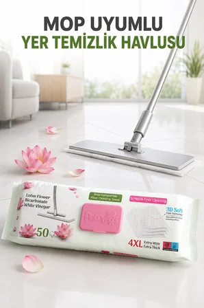 Easy Clean Lotus Çiçeği Kokulu Mopa Uyumlu Yer Temizlik Havlusu 50 Yaprak