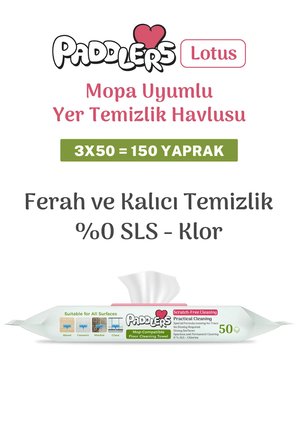 Easy Clean Lotus Çiçeği Kokulu Mopa Uyumlu Yer Temizlik Havlusu 3x50 150 Yaprak