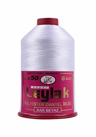 LEYLAK 350 GR N0:50 KAR BEYAZ POLYESTER DANTEL İPLİĞİ