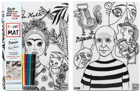 Funny Mat - Pablo Pıcasso Ve Frıda Kahlo 6'Lı Kalem Hediyeli 30 x 40 cm